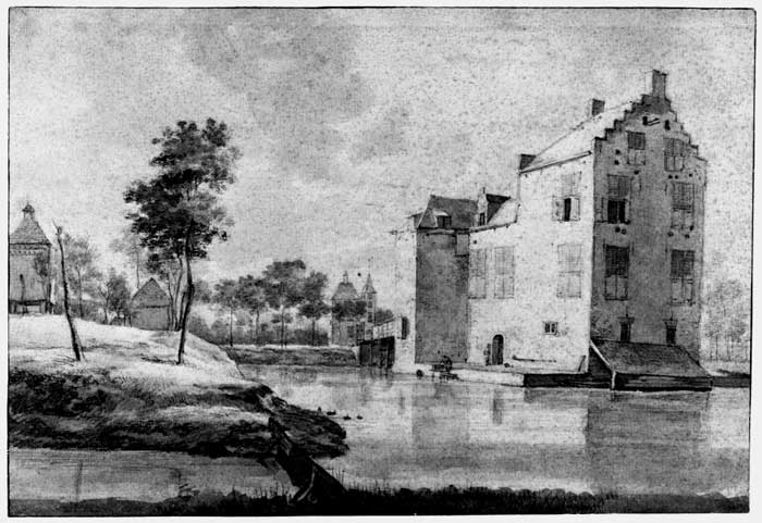 Rijnestein vanuit het noorden, prent: R. Roghman (1646)