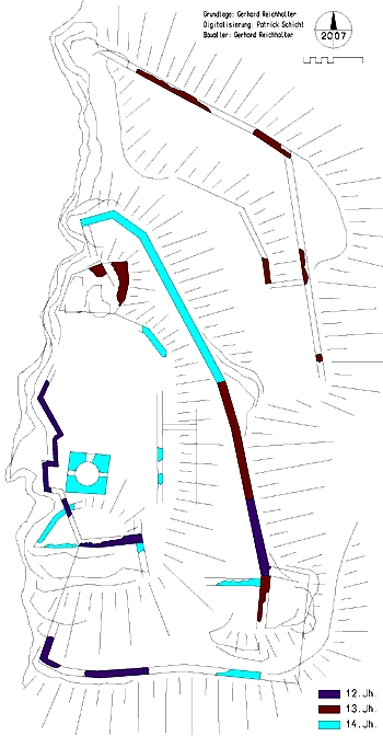 Tursenstein, Bauphasenplan. Grundlage und Baualtersbestimmung: Gerhard Reichhalter. Digitalisierung: Patrick Schicht (2006).