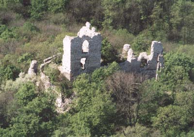 Die Burg Vitny. Luftaufnahme vom Osten. 2005. (www.civertan.hu)